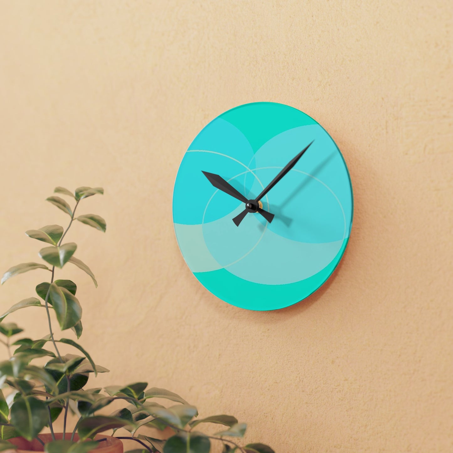 Teal Circles Acrylic Wall Clock