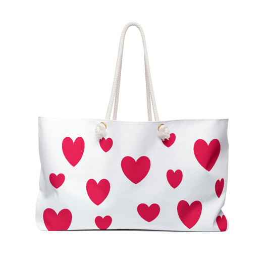 Hearts on White Weekender Bag