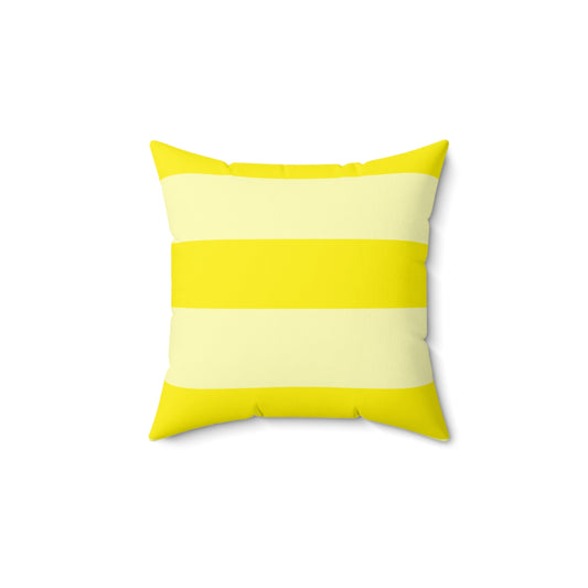 Yellow Striped Spun Polyester Square Pillow