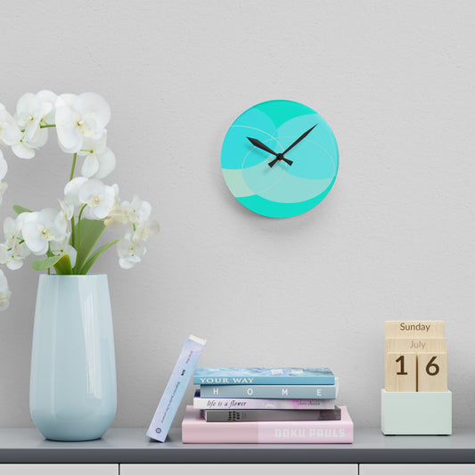 Teal Circles Acrylic Wall Clock
